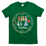 Women Bible Verse Christian Teacher God Says Back To School T-Shirt - Green