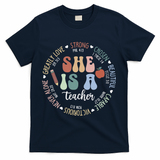 Women Bible Verse Christian Teacher God Says Back To School T-Shirt - Navy