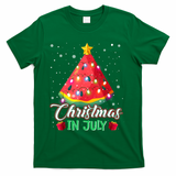 Watermelon Christmas Tree Christmas In July Summer Vacation T-Shirt - Green