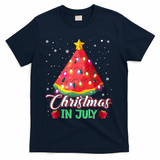 Watermelon Christmas Tree Christmas In July Summer Vacation T-Shirt - Navy