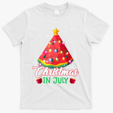 Watermelon Christmas Tree Christmas In July Summer Vacation T-Shirt - White