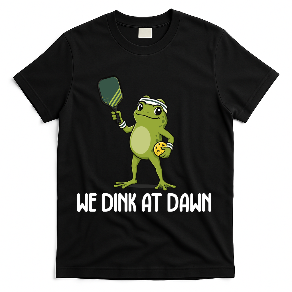 We Dink At Dawn Pickle Ball T-Shirt - Black