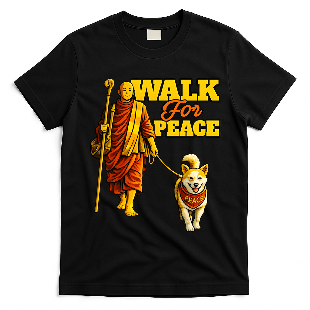 Walk For Peace Walking Monks And Aloka Dog T-Shirt