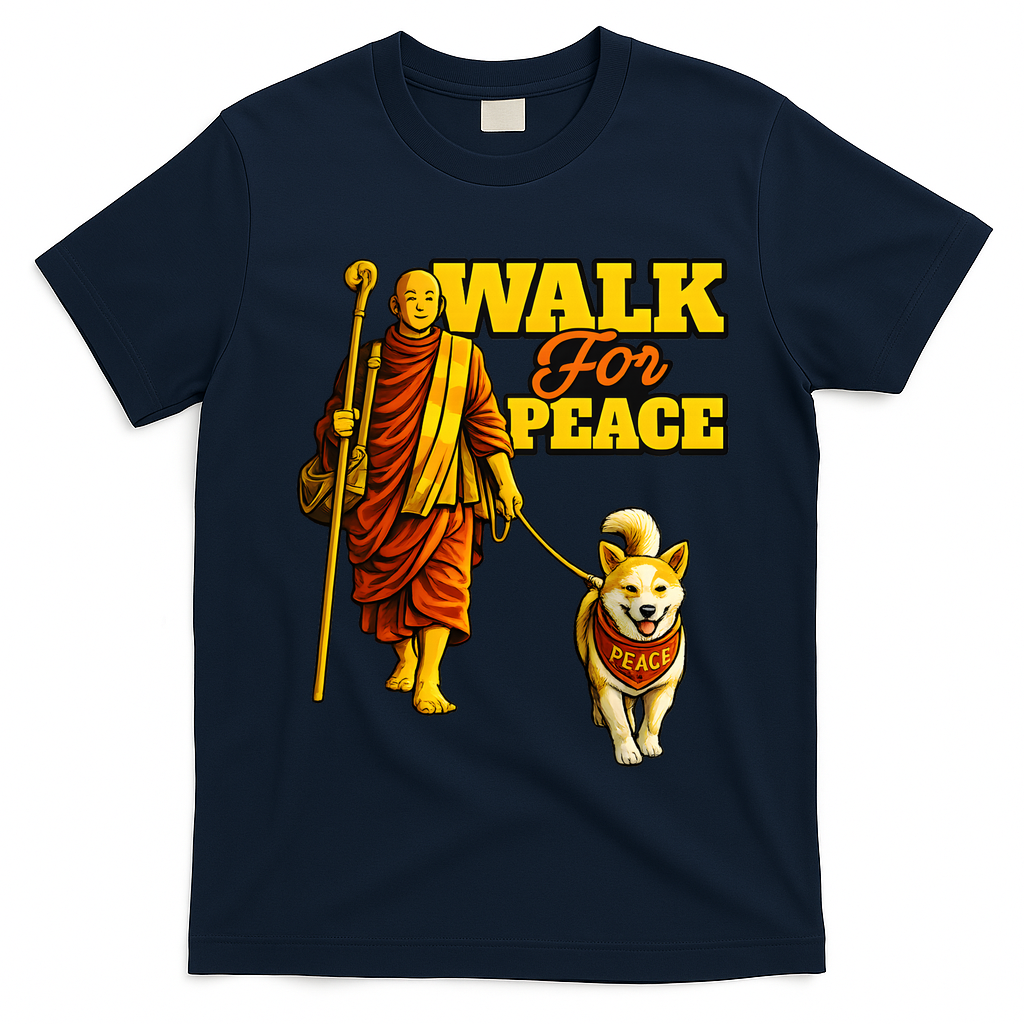 Walk For Peace Walking Monks And Aloka Dog T-Shirt