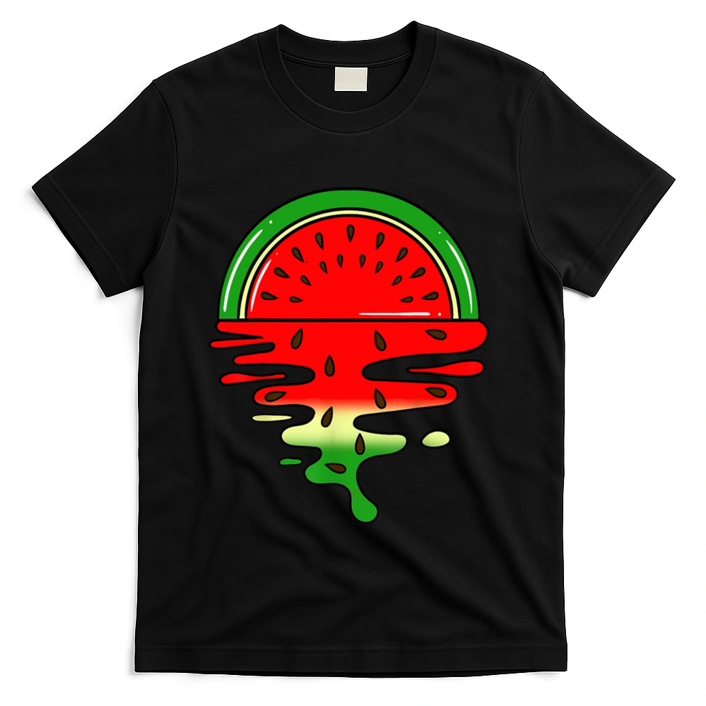 Watermelon Fruit Summer Sunset T-Shirt - Black
