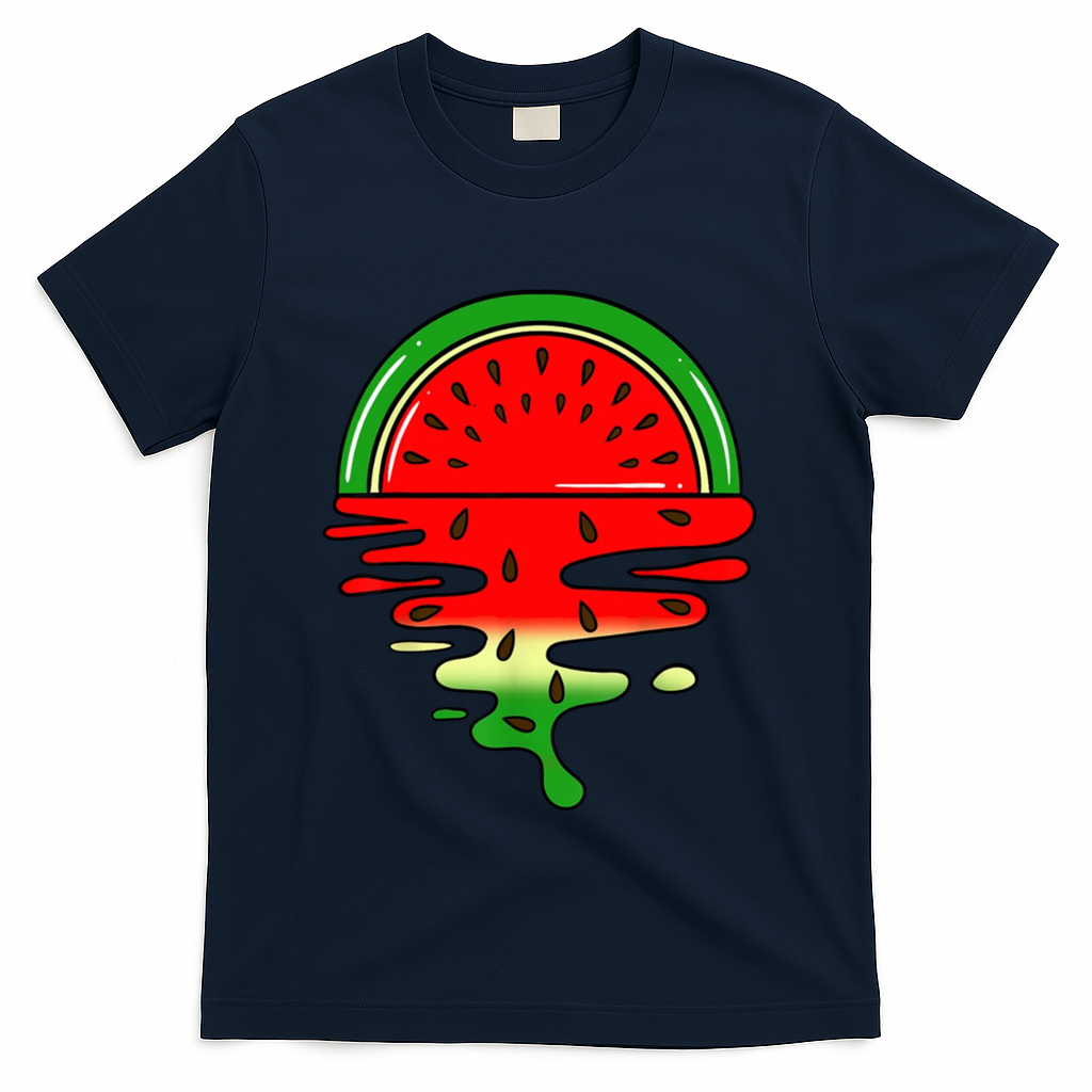 Watermelon Fruit Summer Sunset T-Shirt - Navy