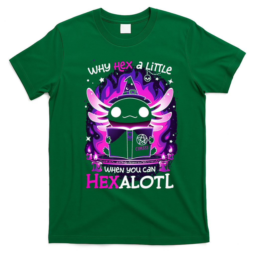 Why Hex A Little When U Can Hex Alotl Axolotl Halloween  T-Shirt - Irish Green