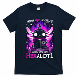 Why Hex A Little When U Can Hex Alotl Axolotl Halloween  T-Shirt - Navy Blue