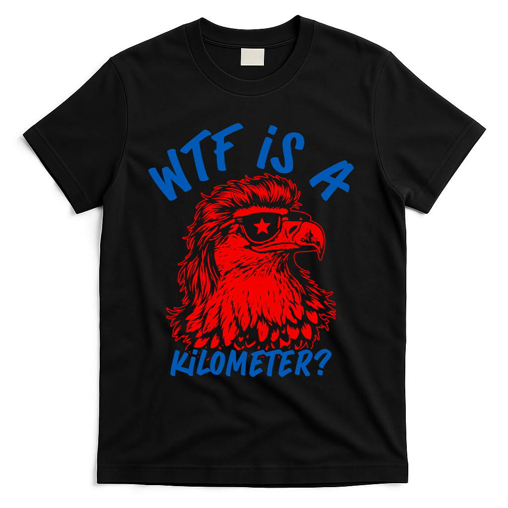 WTF Is A Kilometer? Eagle 4th Of July T-Shirt - Black