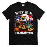 WTF Is A Kilometer? Patriotic Eagle American Graphic T-Shirt - Black