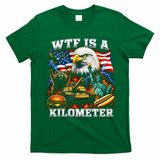WTF Is A Kilometer? Patriotic Eagle American Graphic T-Shirt - Irish Green