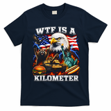 WTF Is A Kilometer? Patriotic Eagle American Graphic T-Shirt - Navy Blue