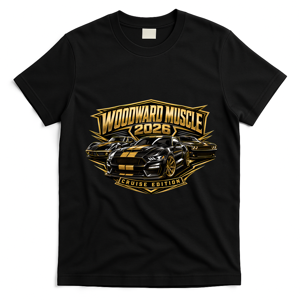 Woodward Muscle M1 Cruise Edition 2026 Front & Back T-Shirt - Black