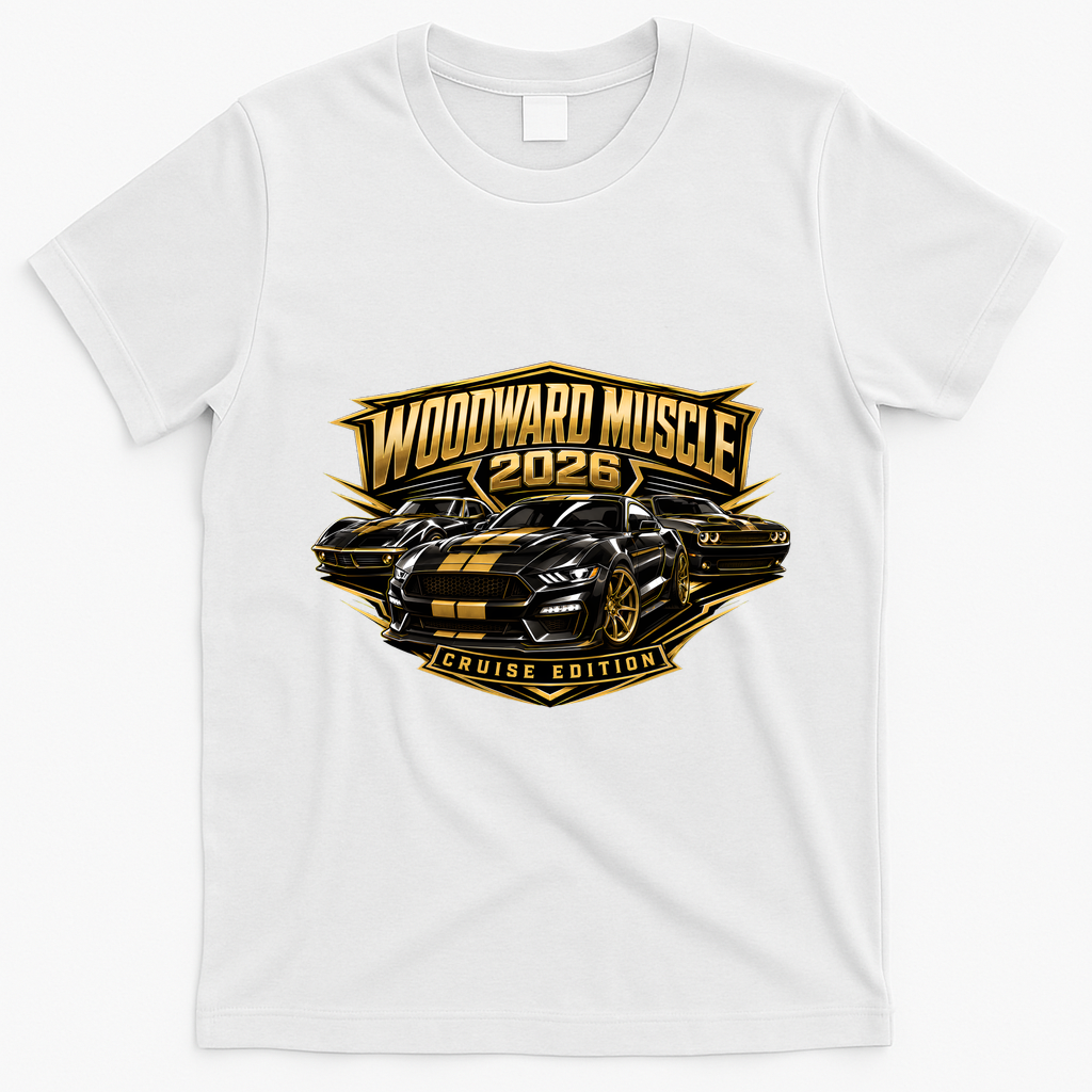 Woodward Muscle M1 Cruise Edition 2026 Front & Back T-Shirt - White