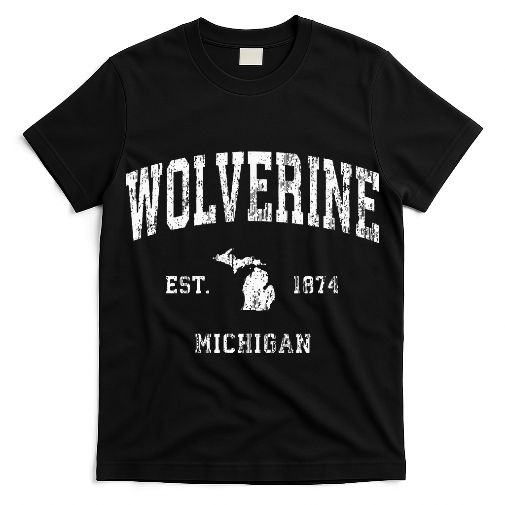 Wolverine Michigan MI Vintage Athletic Sports Design T-Shirt