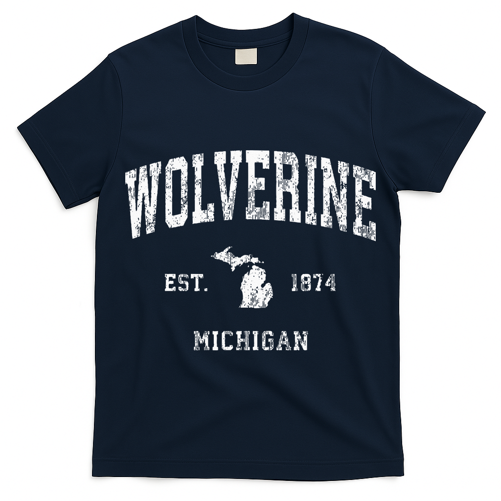 Wolverine Michigan MI Vintage Athletic Sports Design T-Shirt