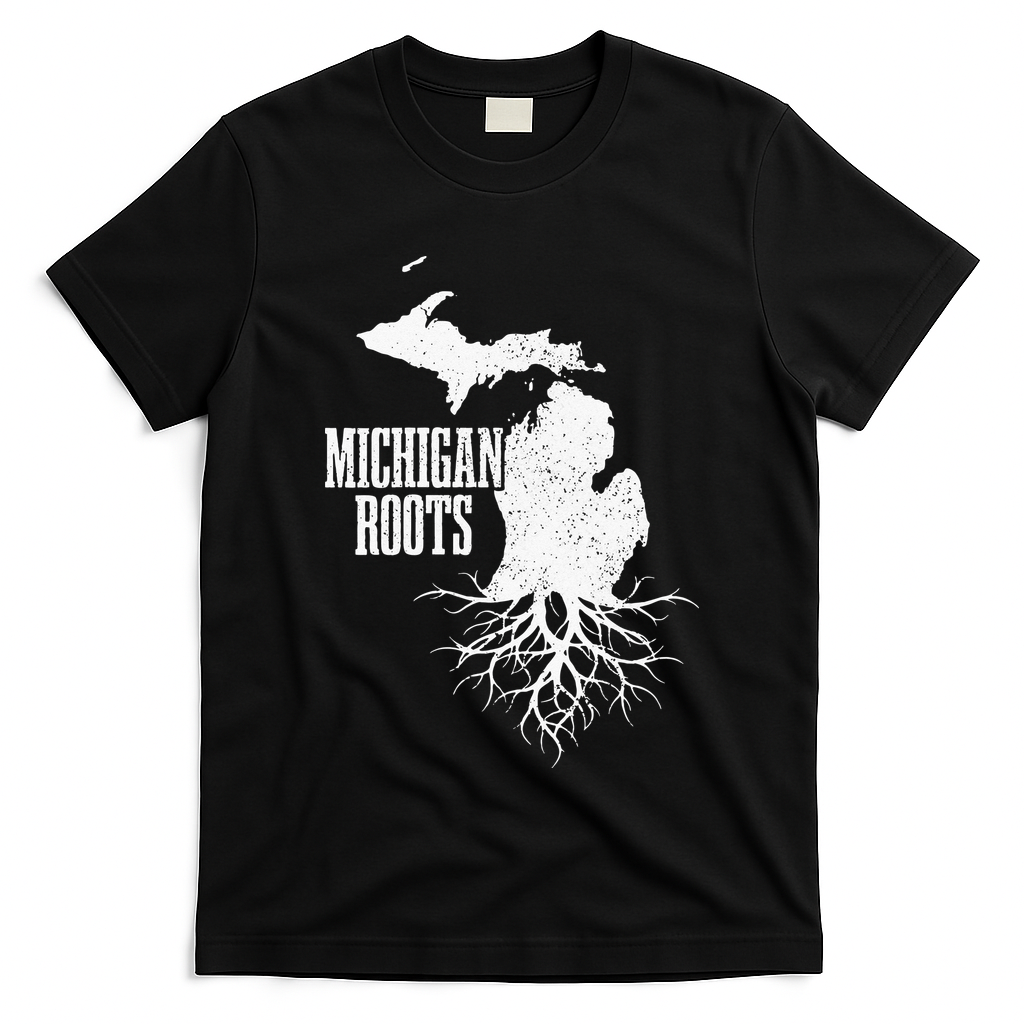 Womens Michigan Roots Vintage Pride State Map Gift T-Shirt