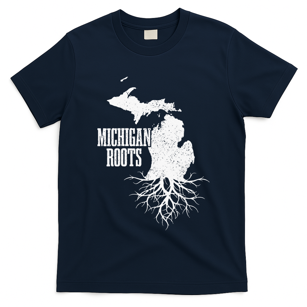 Womens Michigan Roots Vintage Pride State Map Gift T-Shirt