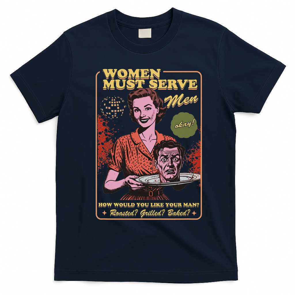 Women Must Serve Spooky Liberal Witch Feminist Halloween T-Shirt - Navy Blue
