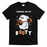 Working On My Booty Halloween Gym Cute Boo Ghost Fitness T-Shirt - Black