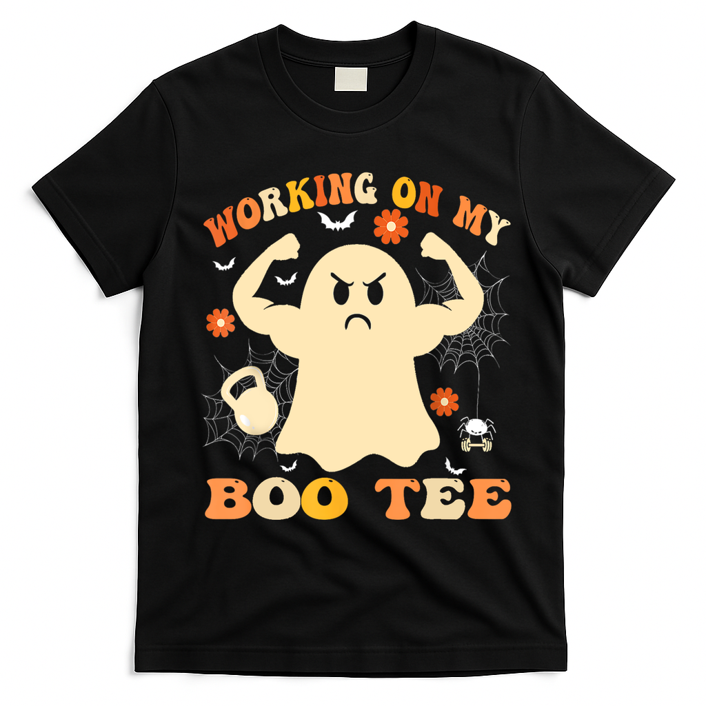 Working On My Boo Halloween Gym Workout Weightlifting T-Shirt - Black