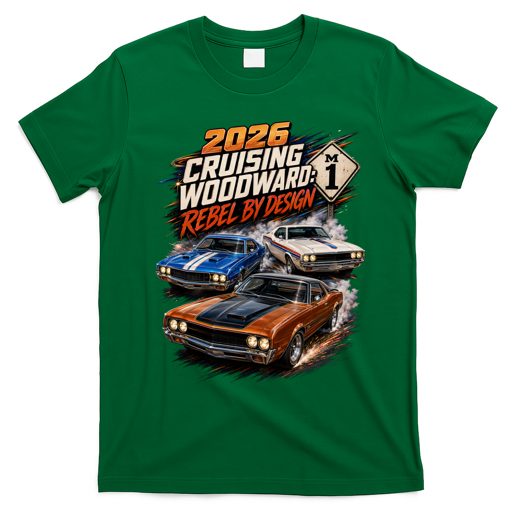 2026 Cruising Woodward Rebel By Design Classics M1 T-Shirt - Irish Green
