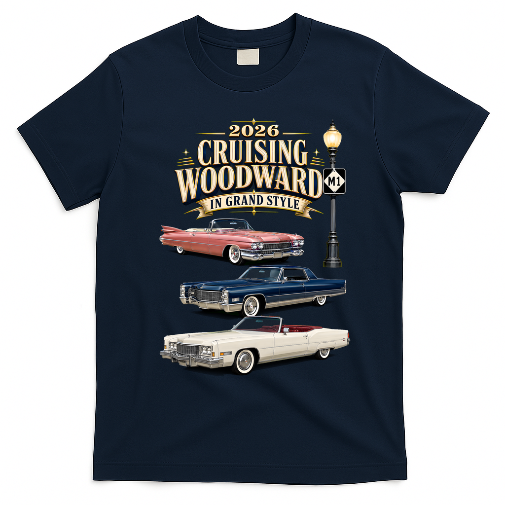 Originals Never Fade Cruising Woodward Grand Style M1 2026 T-Shirt - Navy Blue