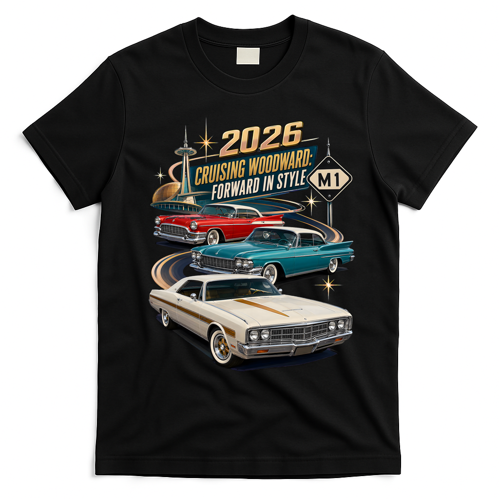 Forward In Style Cruising Woodward 2026 M1 T-Shirt - Black
