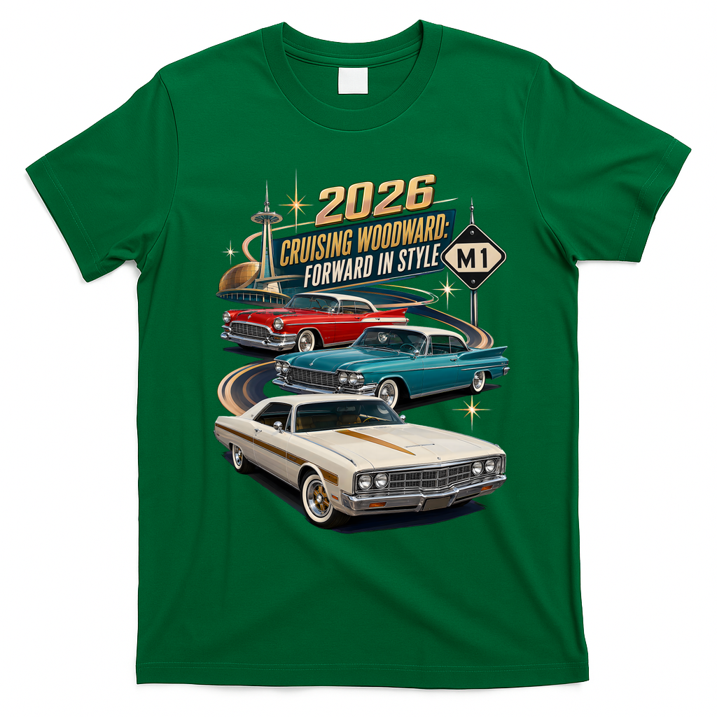 Forward In Style Cruising Woodward 2026 M1 T-Shirt - Irish Green