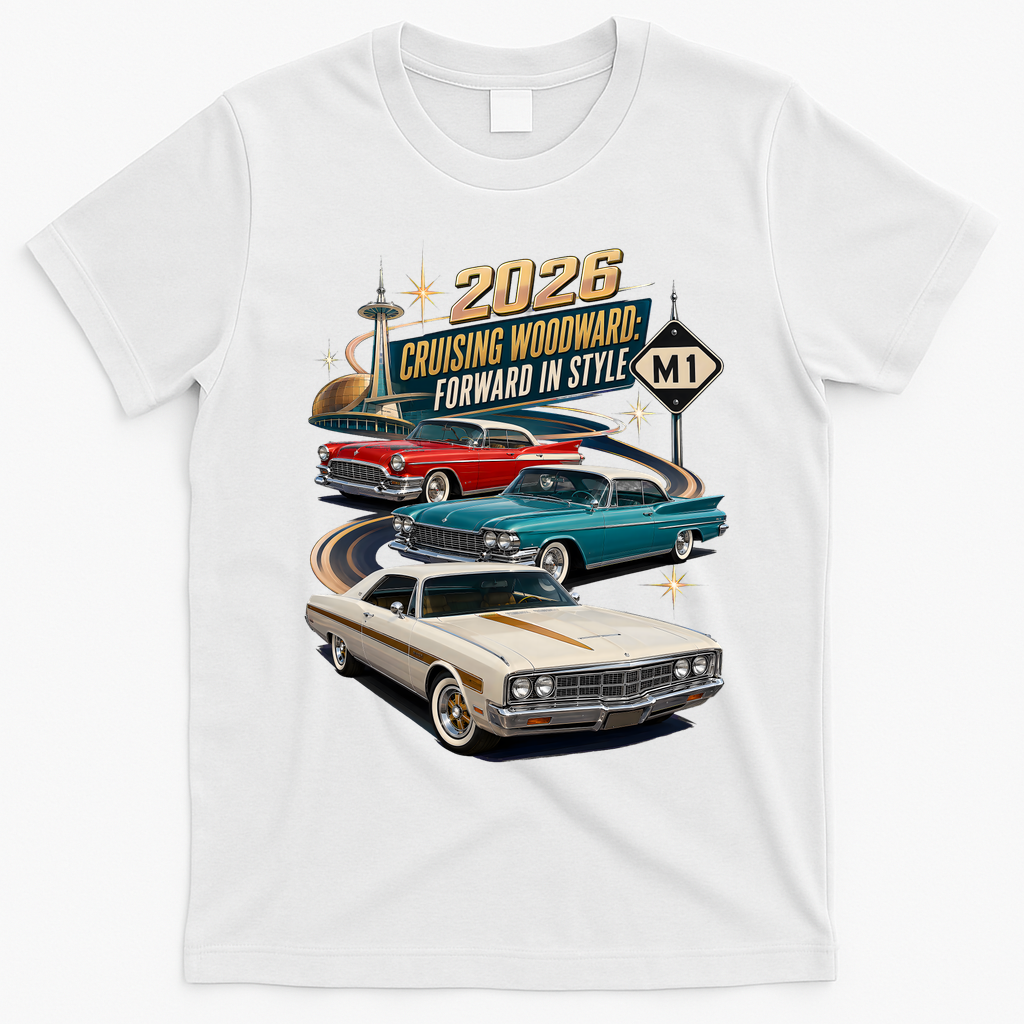 Forward In Style Cruising Woodward 2026 M1 T-Shirt - White