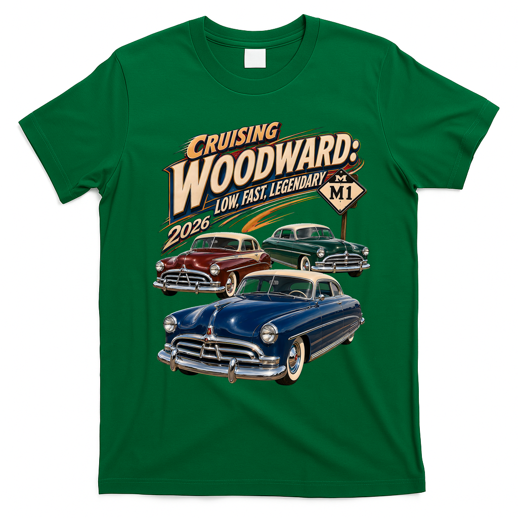 Low Fast Legendary 2026 Woodward Classic Car Cruise T-Shirt - Irish Green