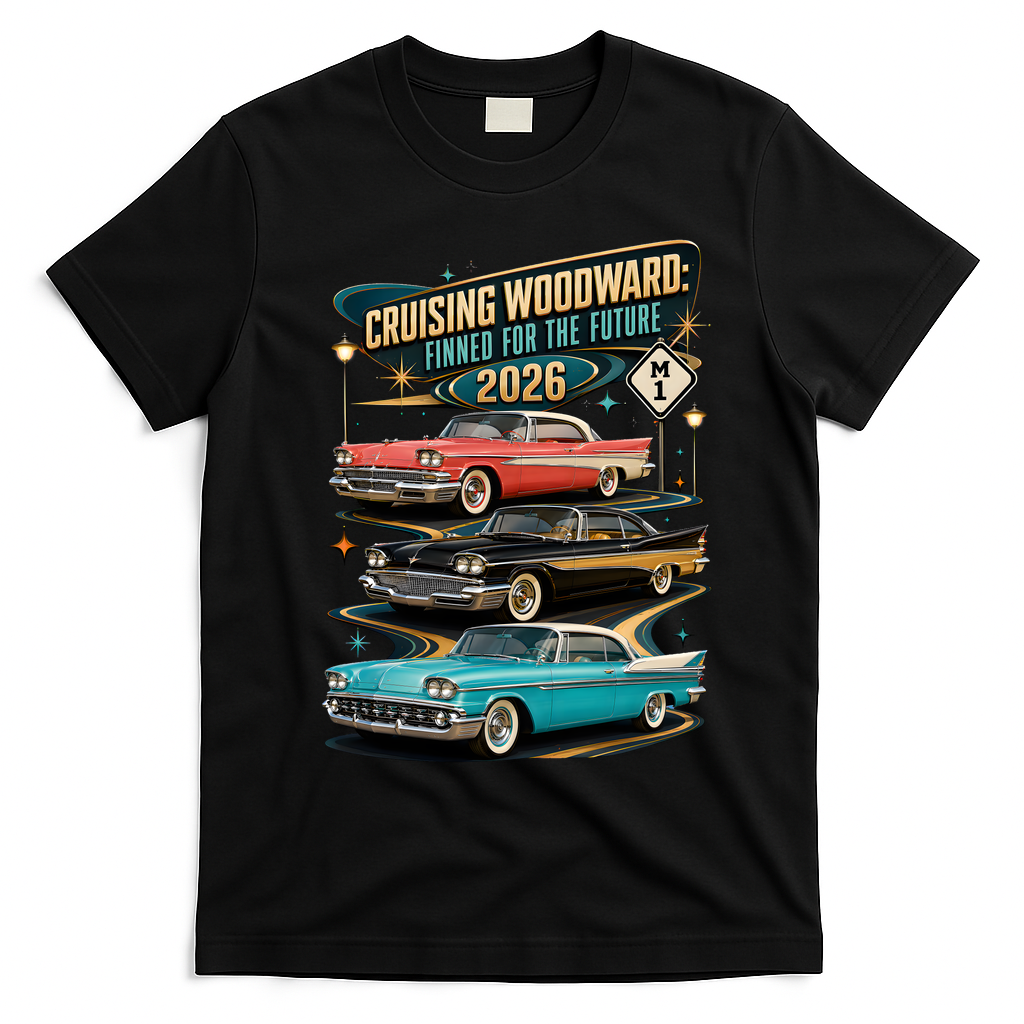 Cruising Woodward 2026 Finned Classic Car Cruise M1 T-Shirt - Black