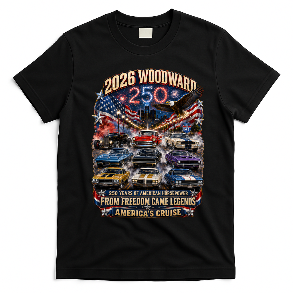 From Freedom Came Legends 2026 Woodward Cruise M1 T-Shirt - Black
