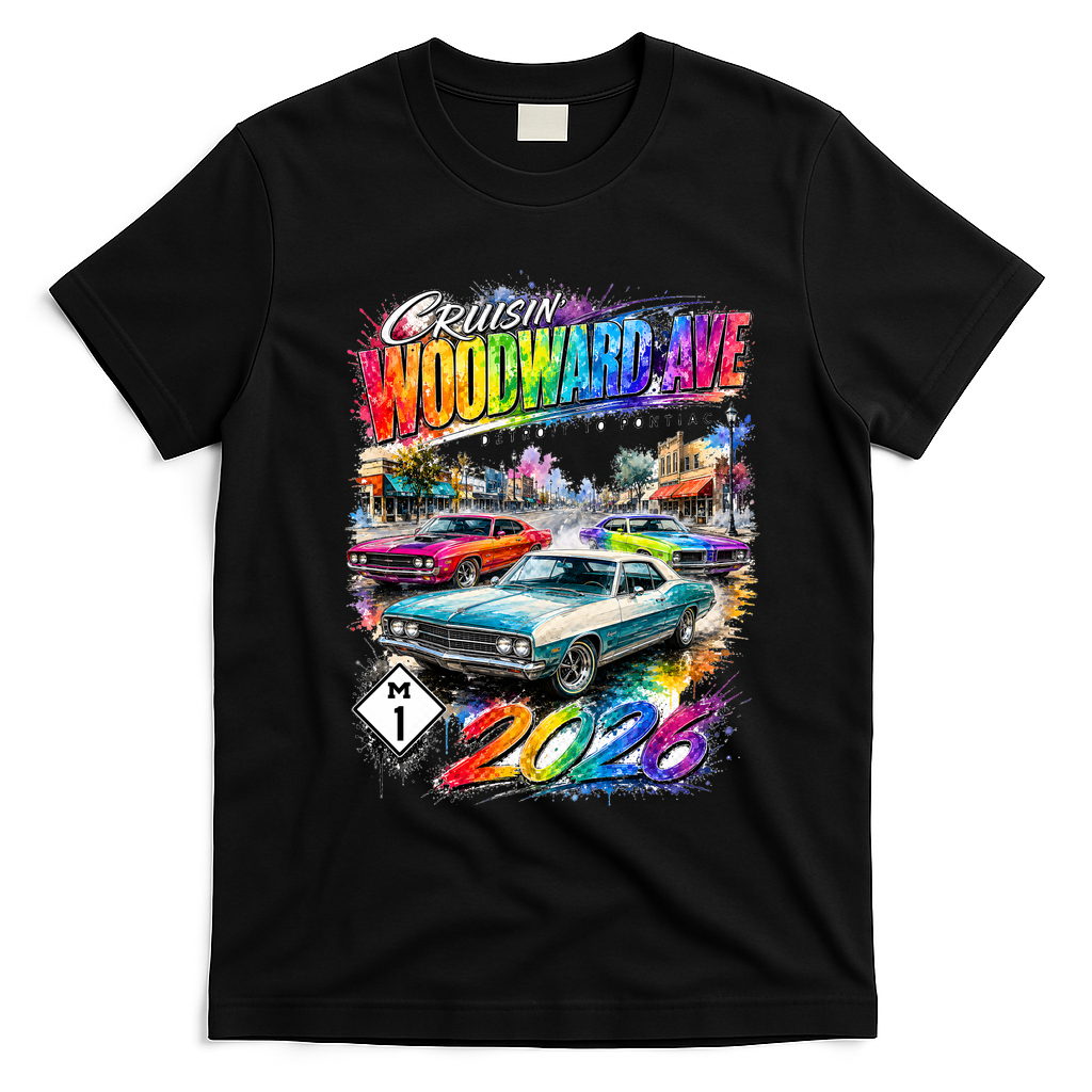 2026 Cruisin’ Woodward Ave M1 Rainbow Boulevard Legends T-Shirt - Black