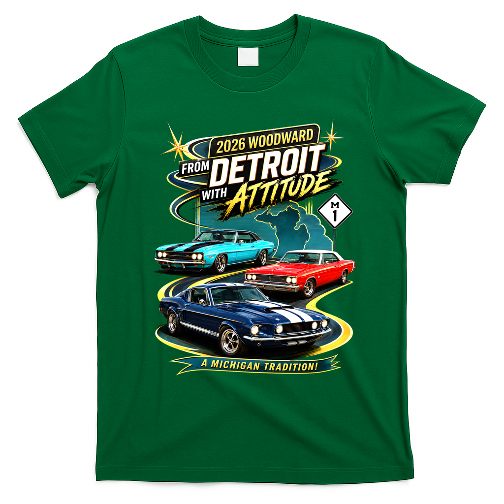 2026 From Detroit With Attitude A Michigan Tradition Woodward Ave M1 T-Shirt - Irish Green
