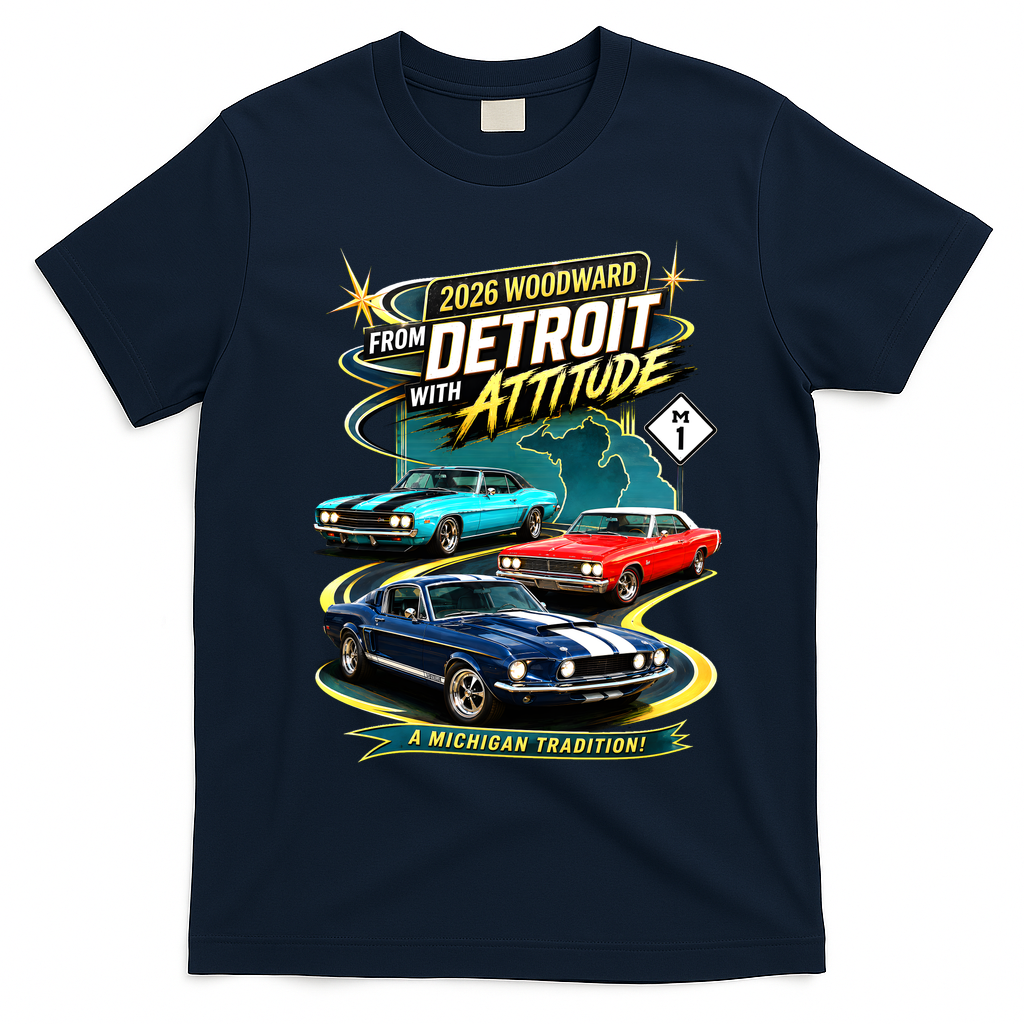 2026 From Detroit With Attitude A Michigan Tradition Woodward Ave M1 T-Shirt - Navy Blue
