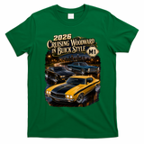 2026 Cruising Woodward In Buick Style Classic Car Art T-Shirt - Irish Green