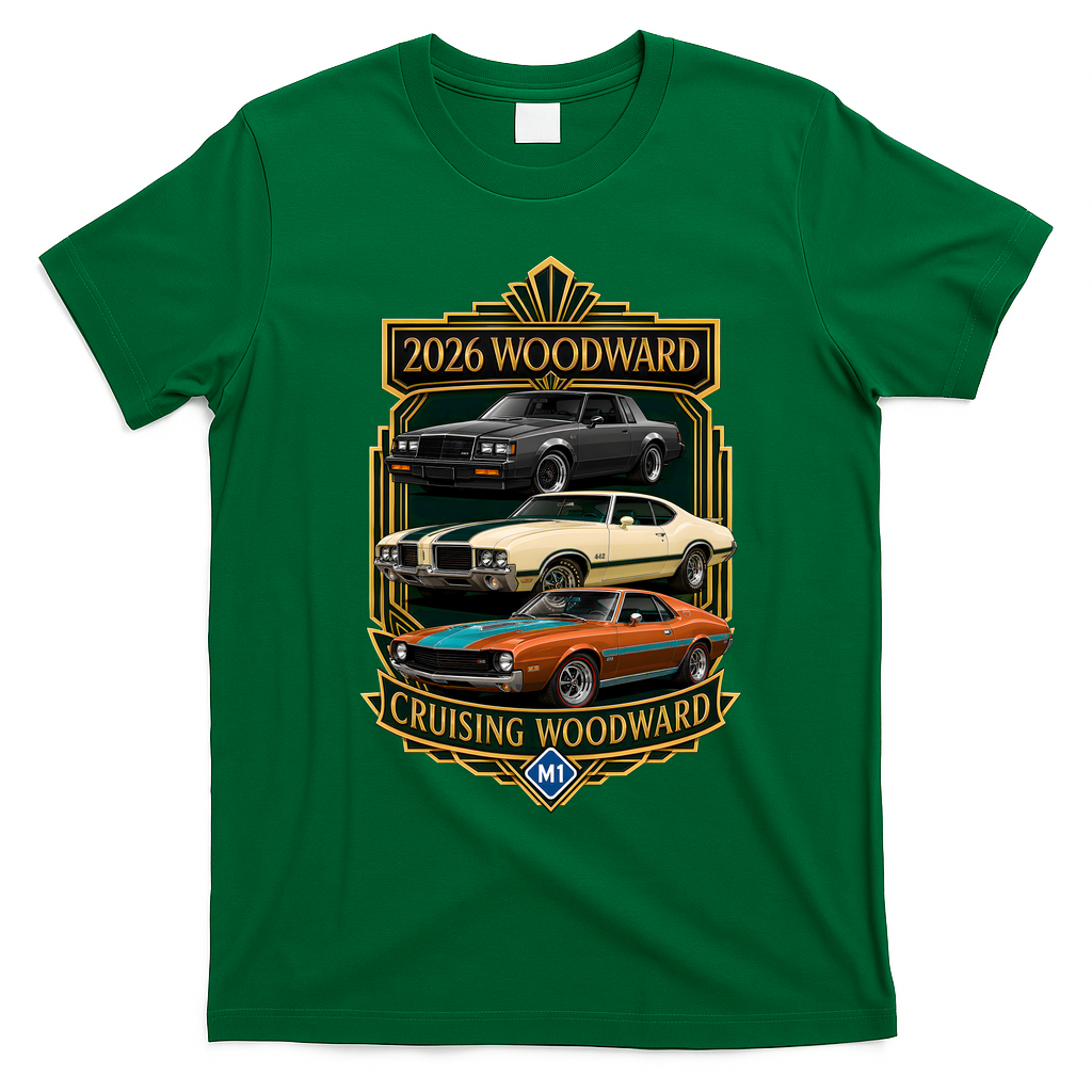 2026 Woodward Cruising Car Event Michigan M1 T-Shirt - Irish Green