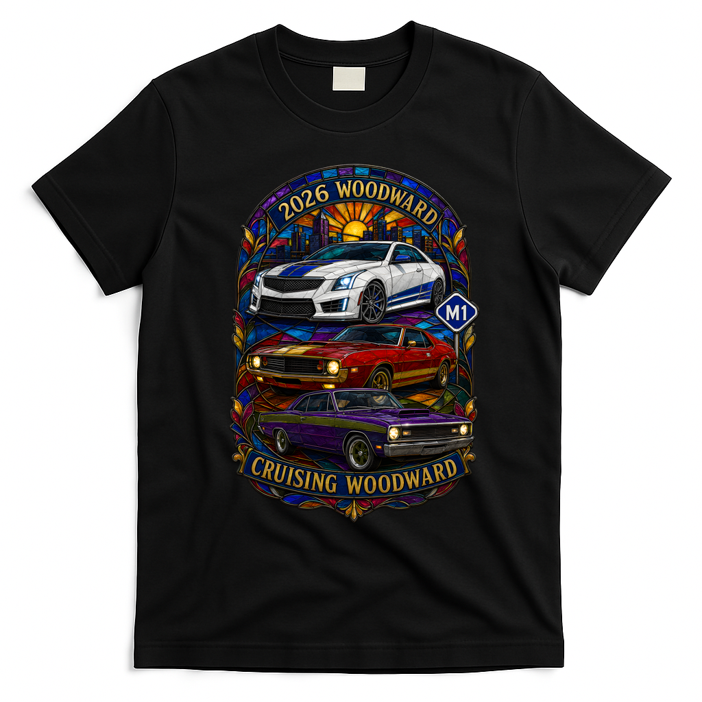 Cruising Woodward 2026 M1 Stained Glass T-Shirt - Black