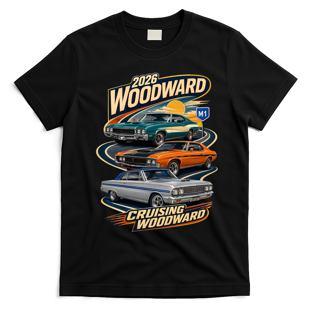 Retro Cruising Woodward 2026 T-Shirt - Black