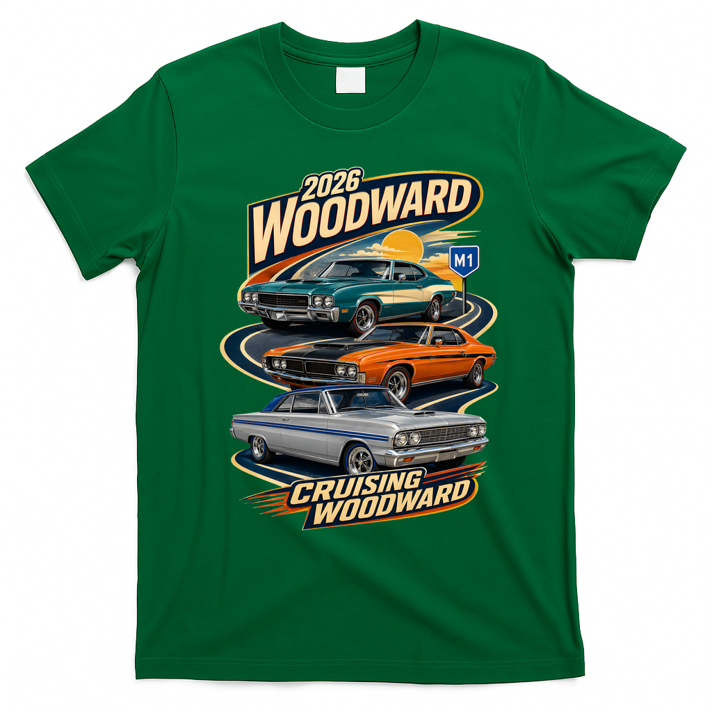 Retro Cruising Woodward 2026 T-Shirt - Irish Green