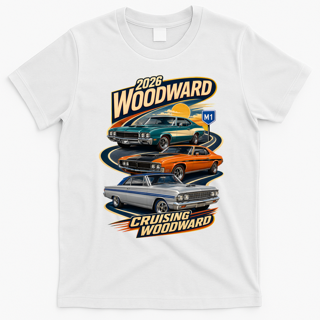 Retro Cruising Woodward 2026 T-Shirt - White