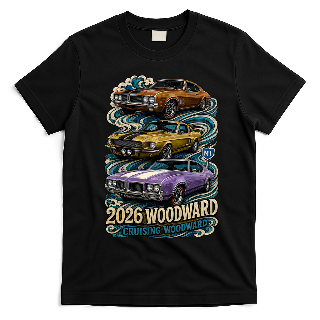 2026 Woodward Cruising Vintage Classic Cars T-Shirt - Black