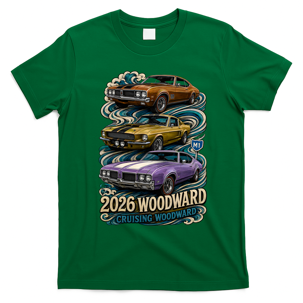 2026 Woodward Cruising Vintage Classic Cars T-Shirt - Irish Green