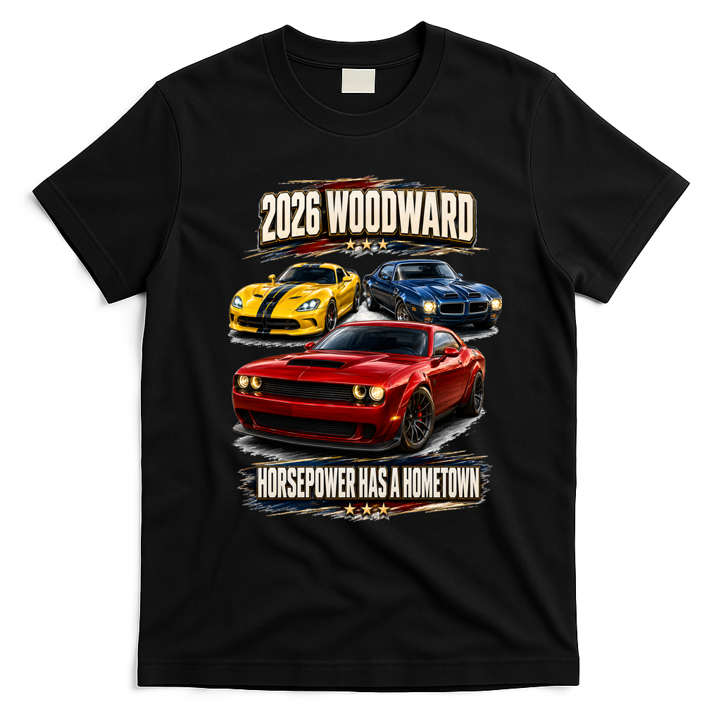 2026 Woodward Ave M1 Horsepower Has A Hometown T-Shirt - Black