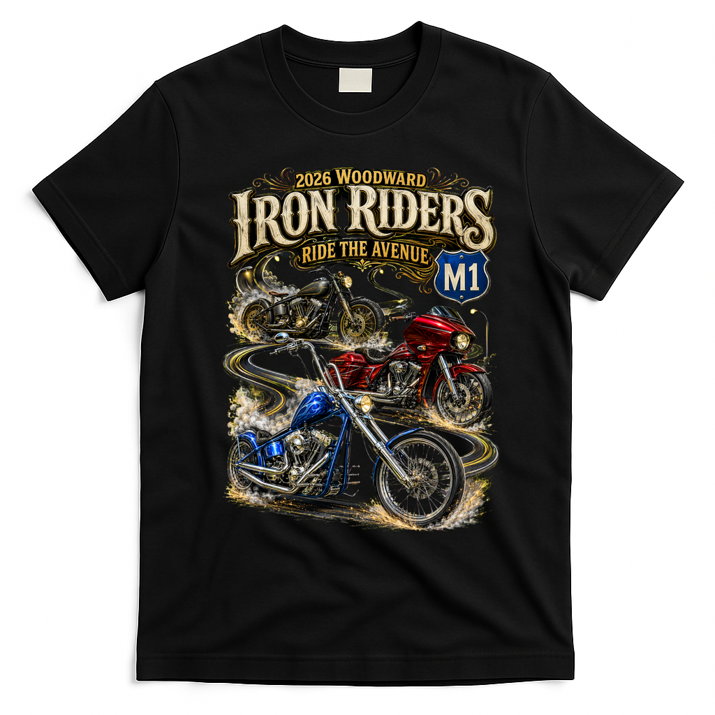 Iron Riders 2026 Woodward Ride The Avenue M1 Bikers T-Shirt - Black