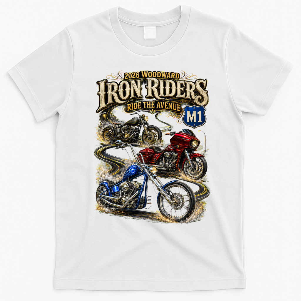 Iron Riders 2026 Woodward Ride The Avenue M1 Bikers T-Shirt - White