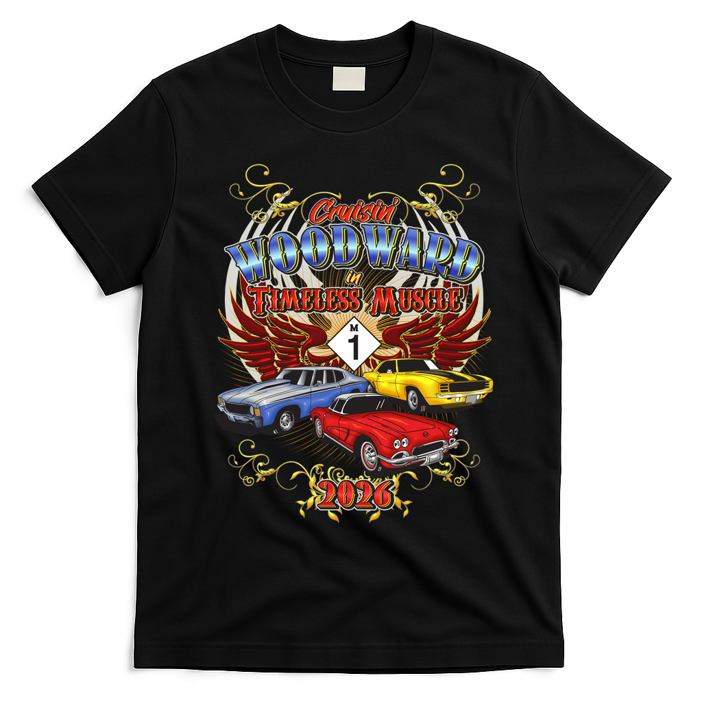2026 Timeless Muscle: Cruisin’ Woodward Avenue T-Shirt - Black