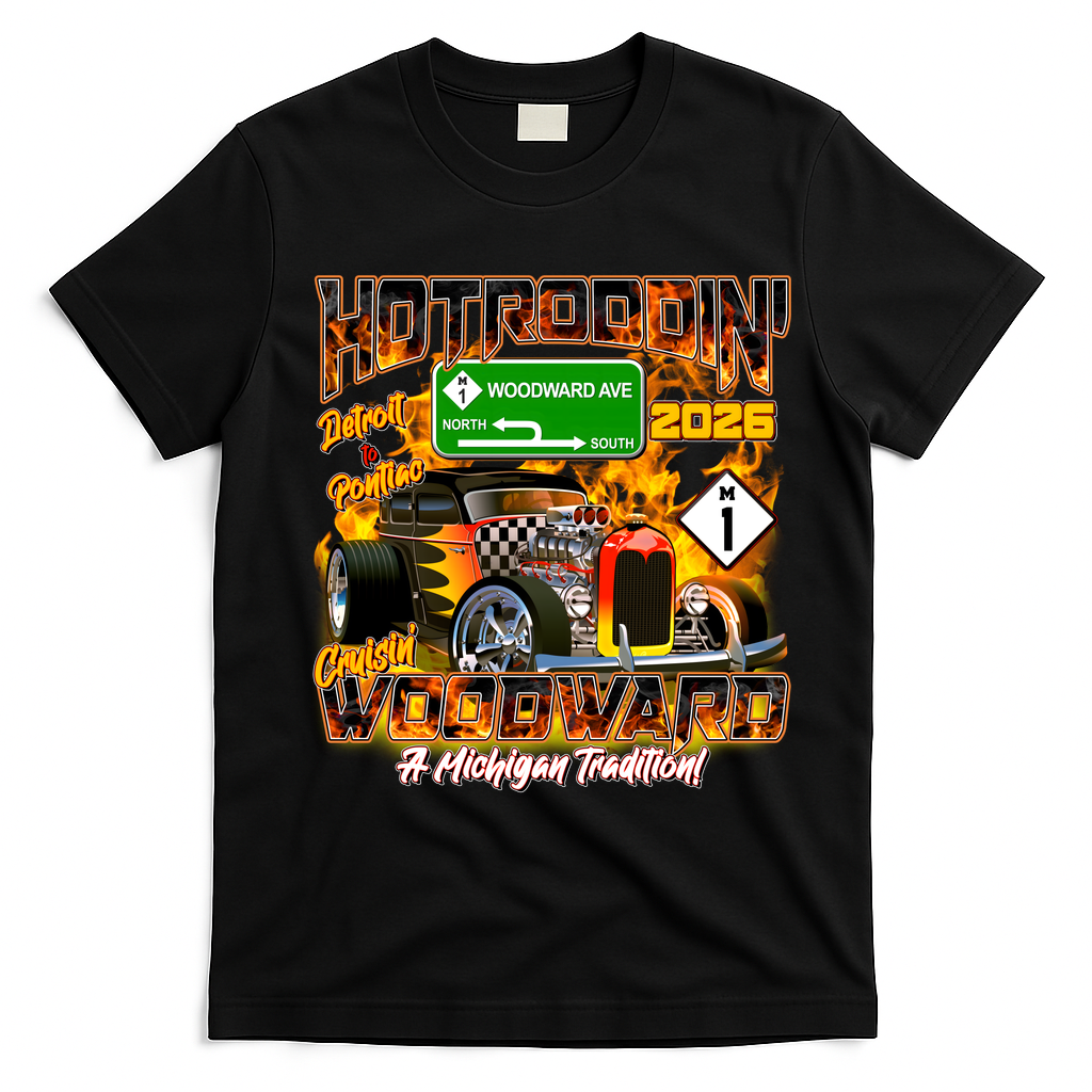 2026 Hot Rod Firestorm: Cruisin’ Woodward Ave M1 T-Shirt - Black