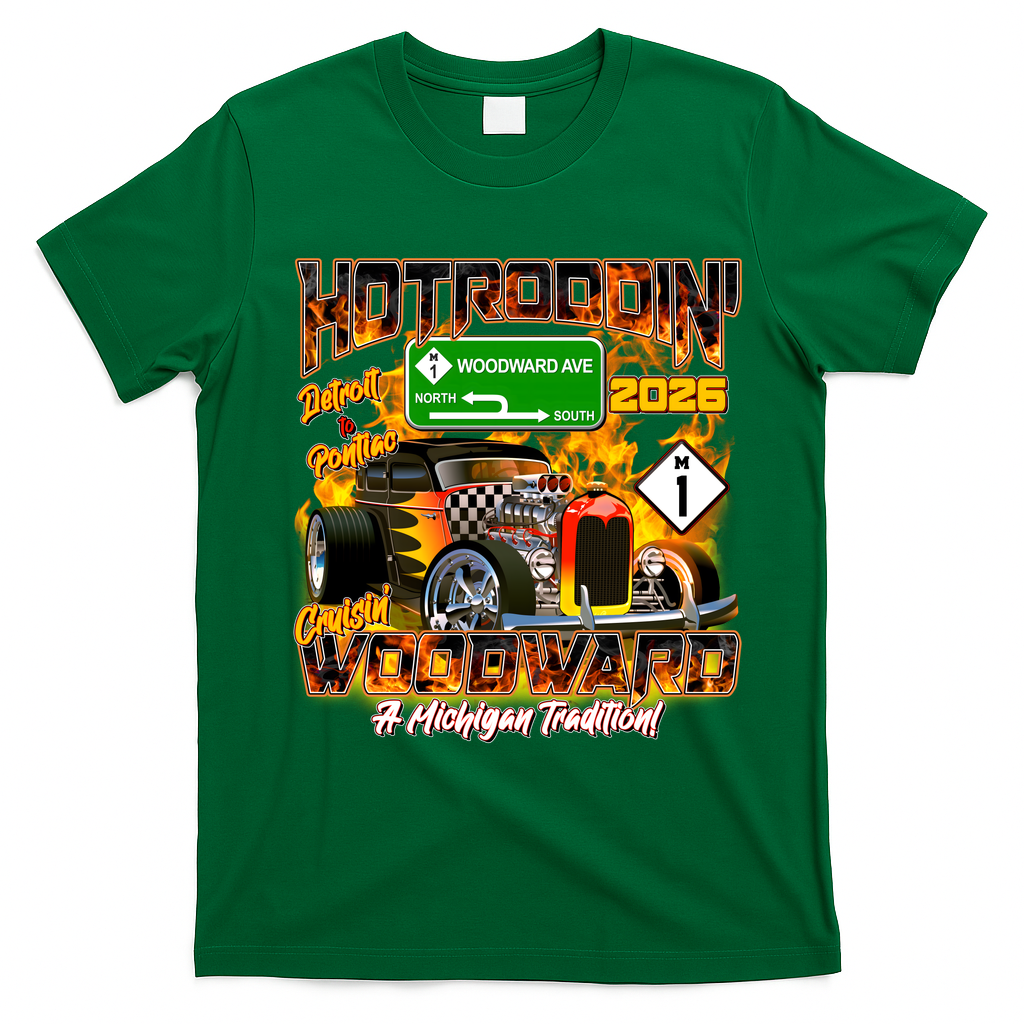 2026 Hot Rod Firestorm: Cruisin’ Woodward Ave M1 T-Shirt - Irish Green